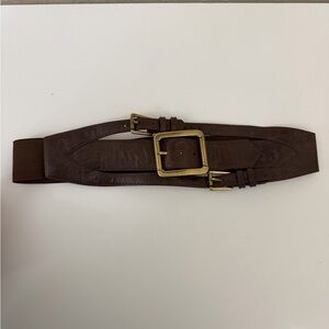 WCM New York leather waist belt dark brown three buckles size M / L